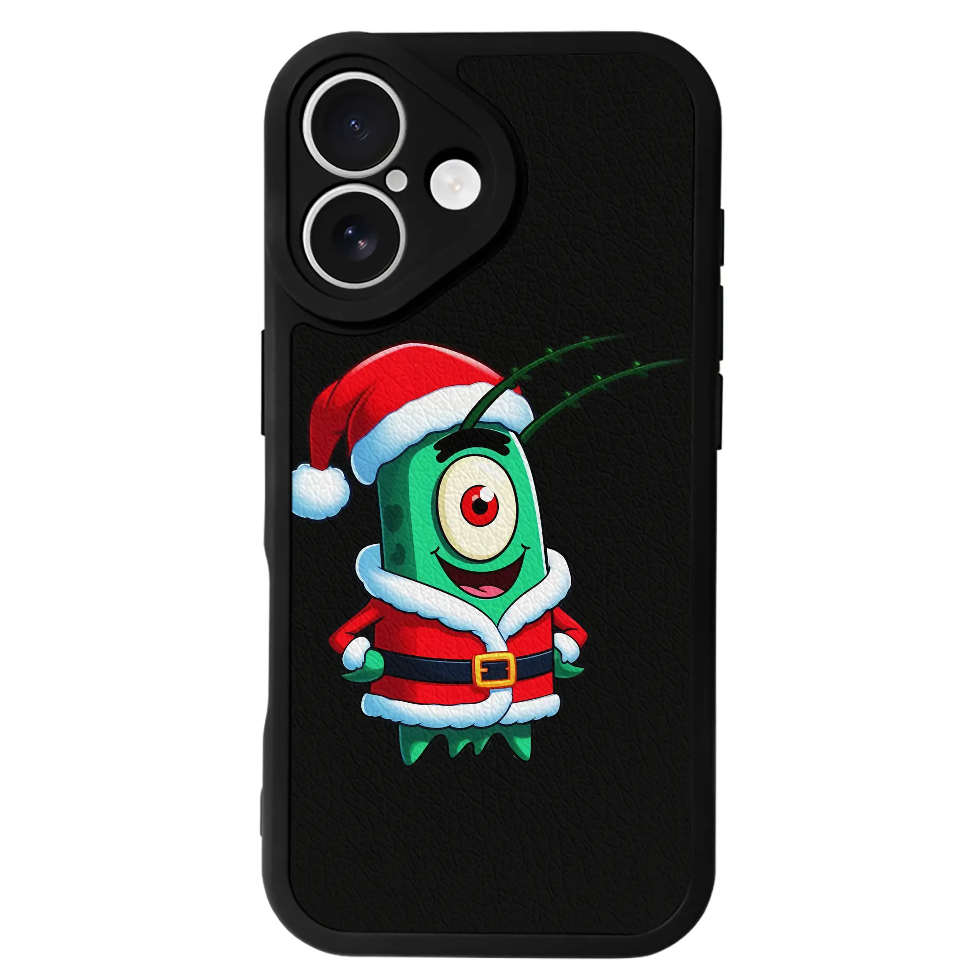 スポンジボブ グッズ プランクトン - IPhone 16シリーズ対応 ・ シリコンスマホケース ・ レザー調 ・ 高精度フィット ・ 耐衝撃 ・ ワイヤレス充電対応 ・ 精密カット